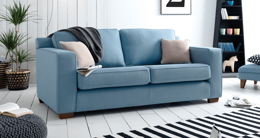 Blue three seater sofa
