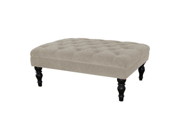Jasper | Large Button Bench Footstool | Heather Herringbone Flax
