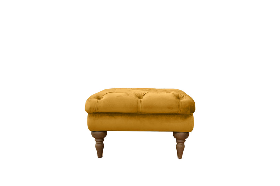 Mia | Button Footstool | Opulence Saffron