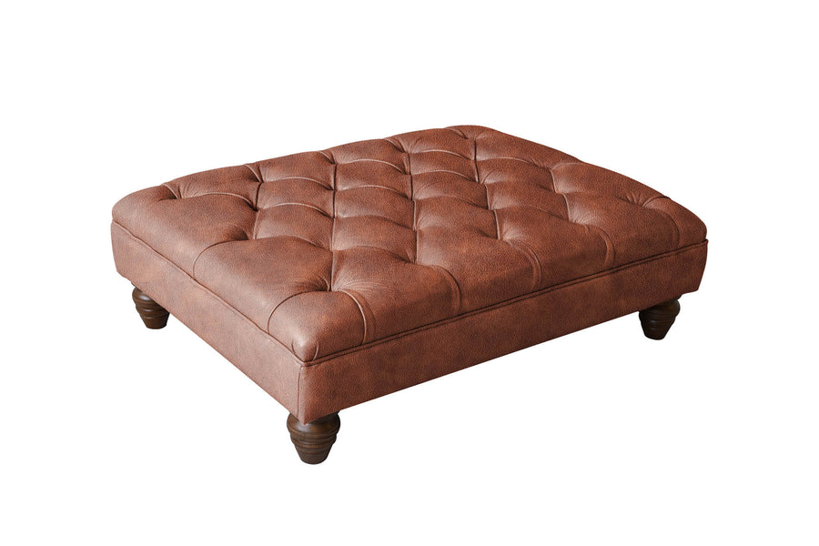 Cambridge | Large Button Bench Footstool | Vintage Chestnut
