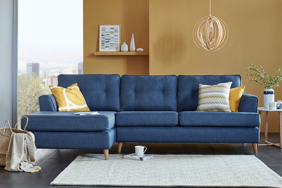 Poppy | Chaise Sofa Option 2 | Linoso Midnight